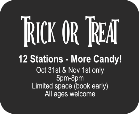 Trick or treat: 12 stations - more candy!